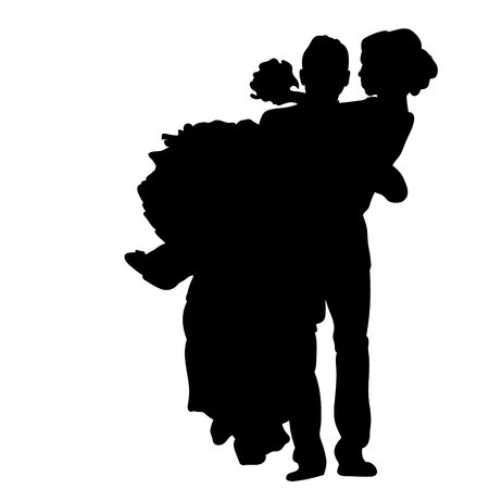 silhouette, groom, bears on hands, bride weddingのイラスト素材