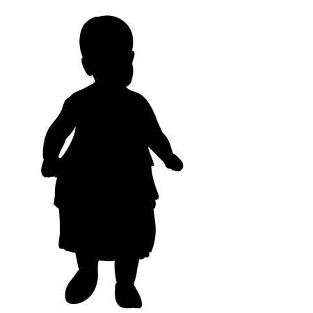 Vector, silhouette of a baby beginner walkingのイラスト素材