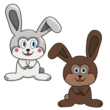 Hare isolated cartoon brown whiteのイラスト素材