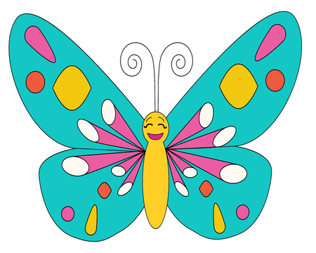 Butterfly coloring isolated multi-colored characterのイラスト素材