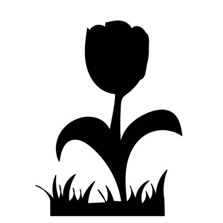 vector, on a white background, black silhouette of a tulipのイラスト素材