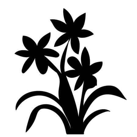 black silhouette of a flowerのイラスト素材