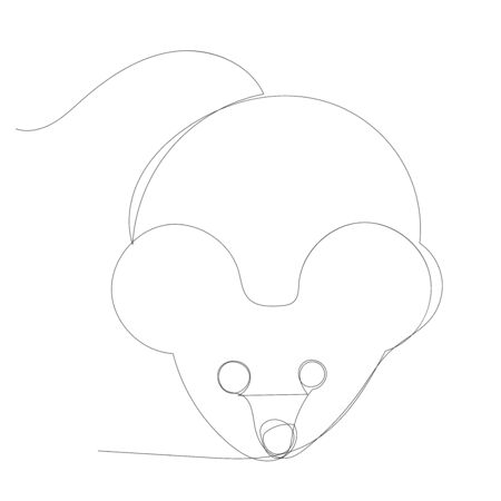 vector, white background, mouse continuous line drawingのイラスト素材
