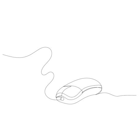 vector, white background, continuous line drawing of a computer mouseのイラスト素材