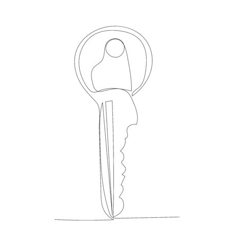 vector, on a white background, continuous line drawing of a key, sketchのイラスト素材
