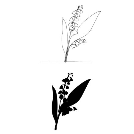  white background, continuous line drawing of a flower, silhouetteのイラスト素材