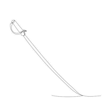 single line drawing continuous, swordのイラスト素材