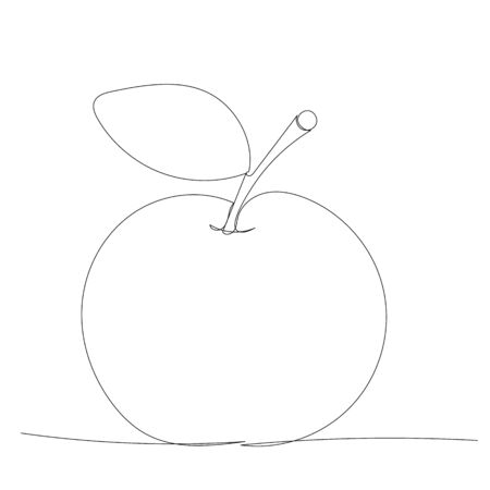 vector, isolated, apple continuous line drawingのイラスト素材