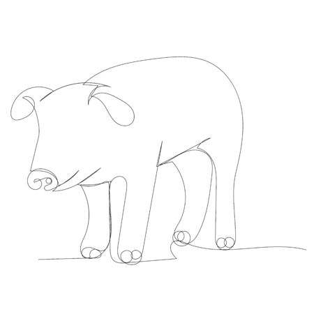 drawing with a continuous line of pigsのイラスト素材