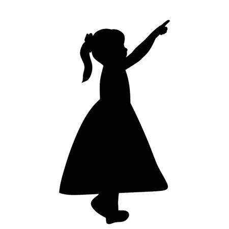 vector, isolated, on a white background black silhouette little girl in a dressのイラスト素材