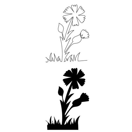 continuous line drawing of a flower growingのイラスト素材
