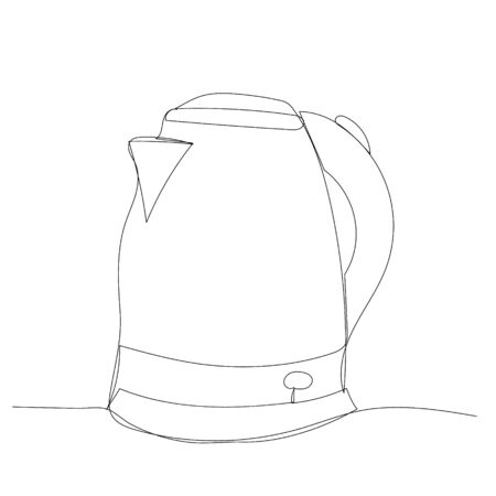 vector, white background, continuous line drawing of an electric kettleのイラスト素材