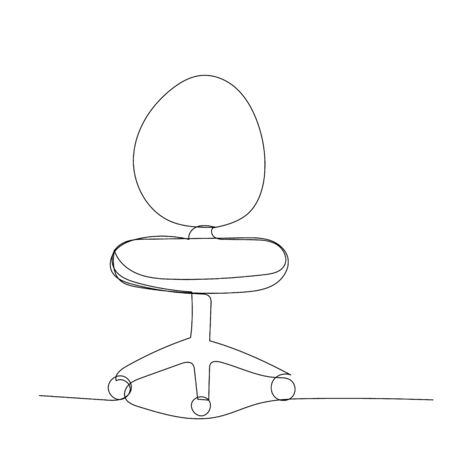 vector, white background, chair continuous line drawingのイラスト素材