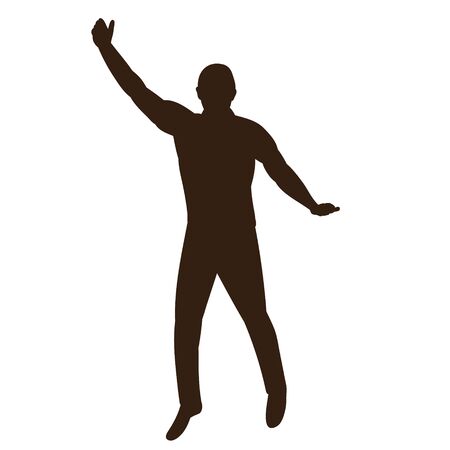 vector, on a white background, black silhouette of a man jumpingのイラスト素材