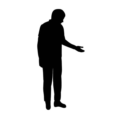 white background, black silhouette manのイラスト素材