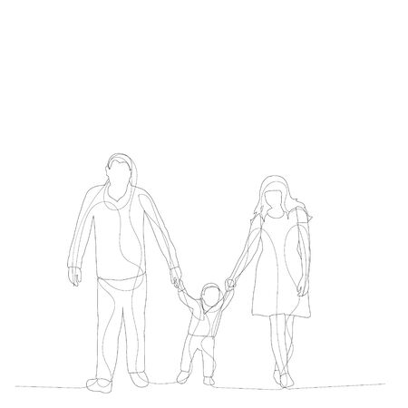 vector, on a white background, family line drawing, sketchのイラスト素材