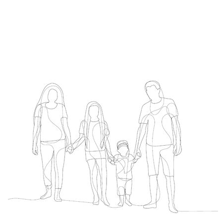 vector, on a white background, family line drawing, sketchのイラスト素材