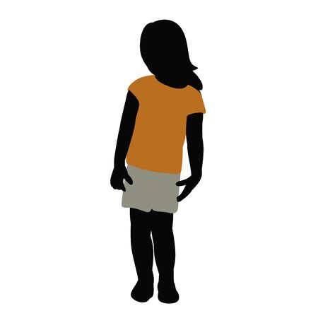 vector, isolated, silhouette in colored clothes child little girlのイラスト素材