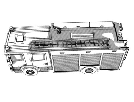 sketch of a fire engine vector on a white background