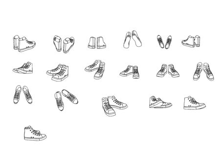 set of sneakers on a white background vectorのイラスト素材