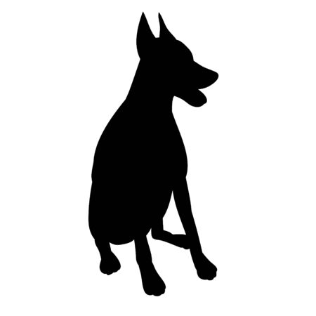 vector, on a white background, black silhouette of a dog sittingのイラスト素材