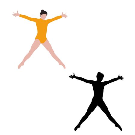 white background, dancing girl, no faceのイラスト素材