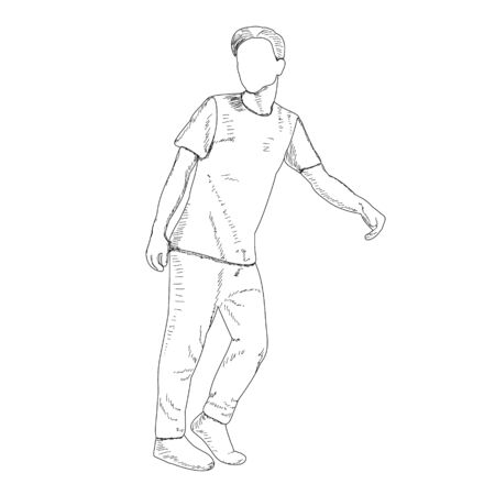  a white background, outline, sketch guy dancingのイラスト素材