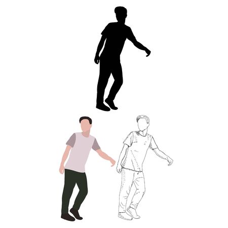 black silhouette of a dancing guyのイラスト素材