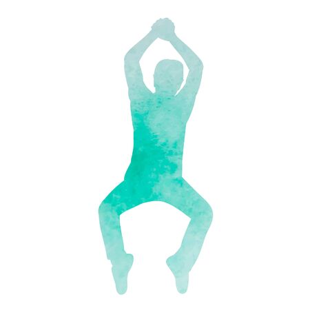 white background, watercolor silhouette of a dancing guyのイラスト素材