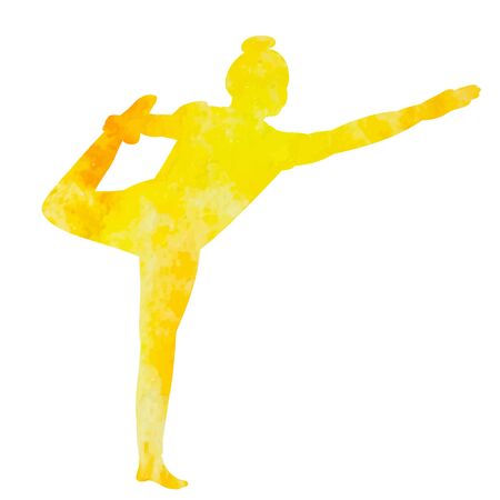 watercolor silhouette girl doing yogaのイラスト素材