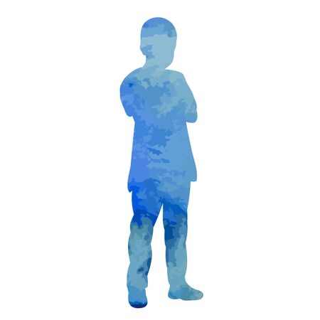 watercolor silhouette of a child, boyのイラスト素材