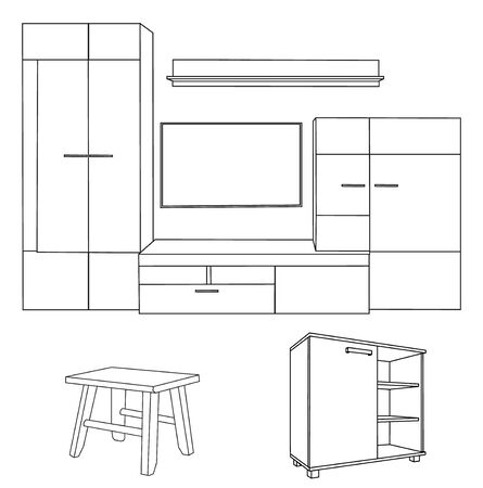 sketch furniture set, isolatedのイラスト素材