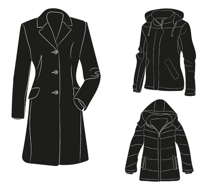 isolated silhouette jacket, coatのイラスト素材