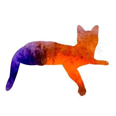 watercolor cat silhouette iconのイラスト素材