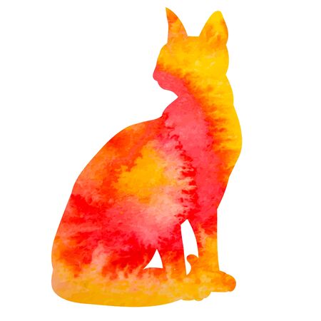 watercolor cat silhouette iconのイラスト素材