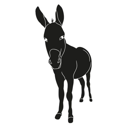 vector, isolated silhouette of a donkeyのイラスト素材