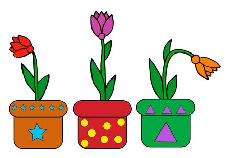 flower in a pot, simple, isolatedのイラスト素材