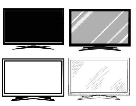 isolated tv, outline, setのイラスト素材