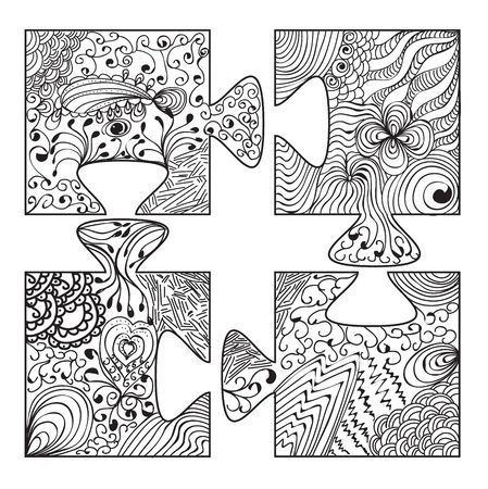 vector, isolated puzzles  zentanglのイラスト素材