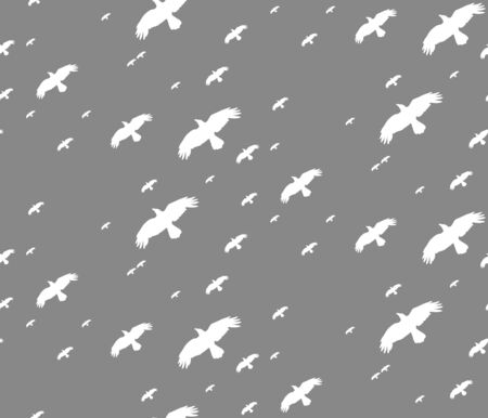 seamless background with a silhouette of flying birds grayのイラスト素材