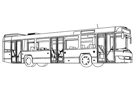 sketch city bus vectorのイラスト素材