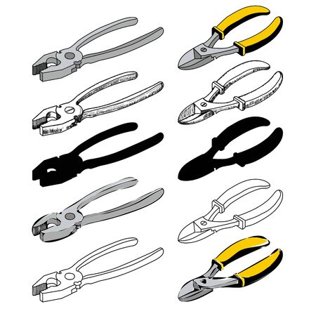 vector, on a white background, construction tool pliers and nippers, setのイラスト素材