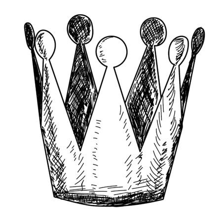crown, sketch with lines, iconのイラスト素材