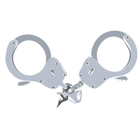  white background, gray handcuffs, iconのイラスト素材