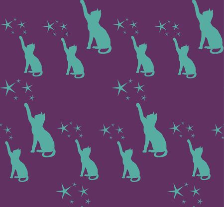 seamless pattern with a pattern of catsのイラスト素材