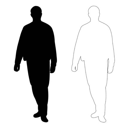  isolated silhouette man walking, outlineのイラスト素材