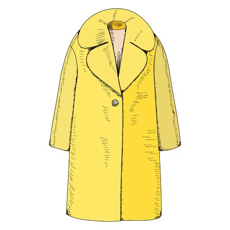 vector, on white background, women fashion coat, autumn, yellowのイラスト素材