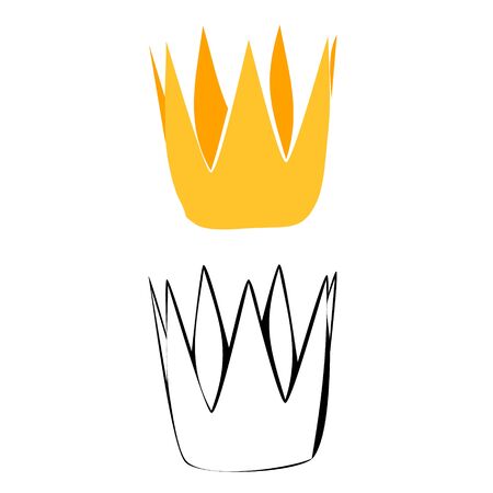 white background, a golden crown with a crown sketchのイラスト素材