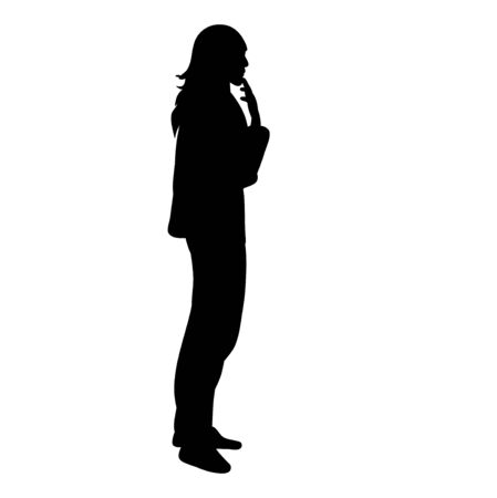 vector, isolated silhouette girl standingのイラスト素材