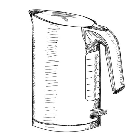  a white background, sketch electric kettlesのイラスト素材
